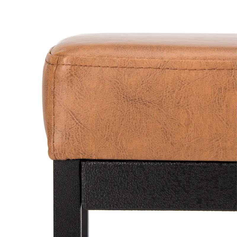 Faux Leather Upholstered Bench with Black Metal Legs