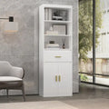 Tall Linen Cabinet with Open Shelves, Drawer & Cabinet Doors