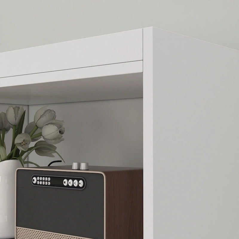 Tall Linen Cabinet with Open Shelves, Drawer & Cabinet Doors