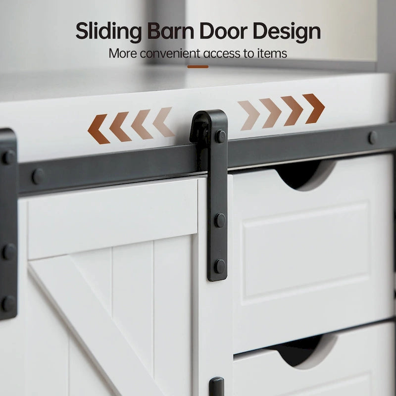 Farmhouse Bathroom Floor Cabinet with Sliding Barn Door & 3 Drawers