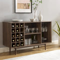 Mid-Century Wine Storage Sideboard with Stemware Rack & 15-Bottle Wine Rack