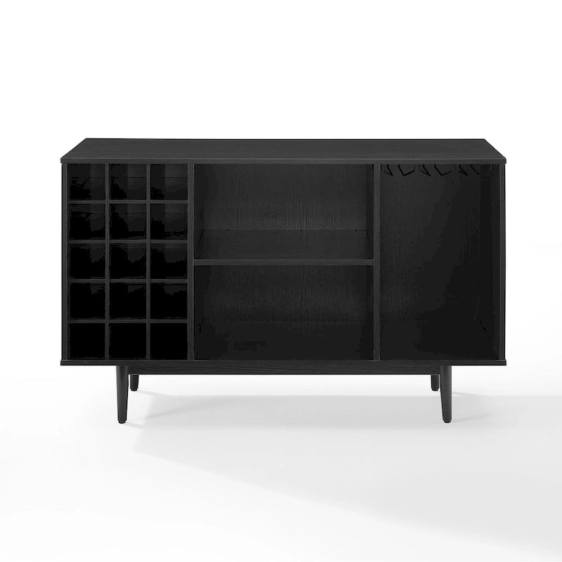 Mid-Century Wine Storage Sideboard with Stemware Rack & 15-Bottle Wine Rack