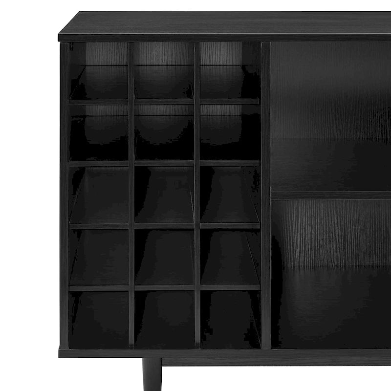 Mid-Century Wine Storage Sideboard with Stemware Rack & 15-Bottle Wine Rack
