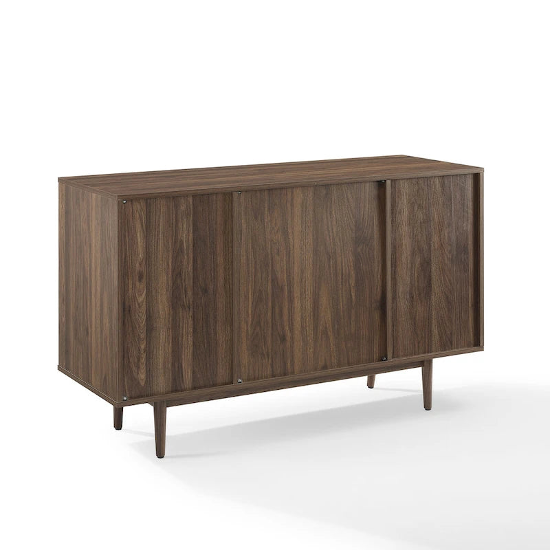 Mid-Century Wine Storage Sideboard with Stemware Rack & 15-Bottle Wine Rack