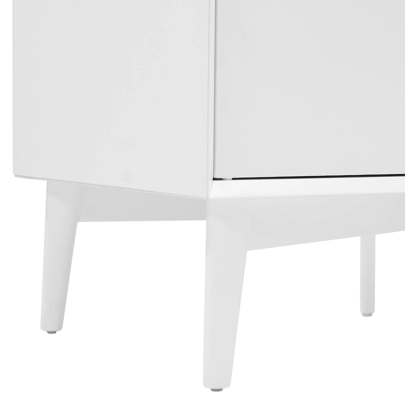 Mid-Century Sideboard with 2 Cabinets, 3 Drawers & Tapered Legs – White