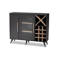 Mid-Century Modern Wine Cabinet with Glass Door & 24-Bottle Rack