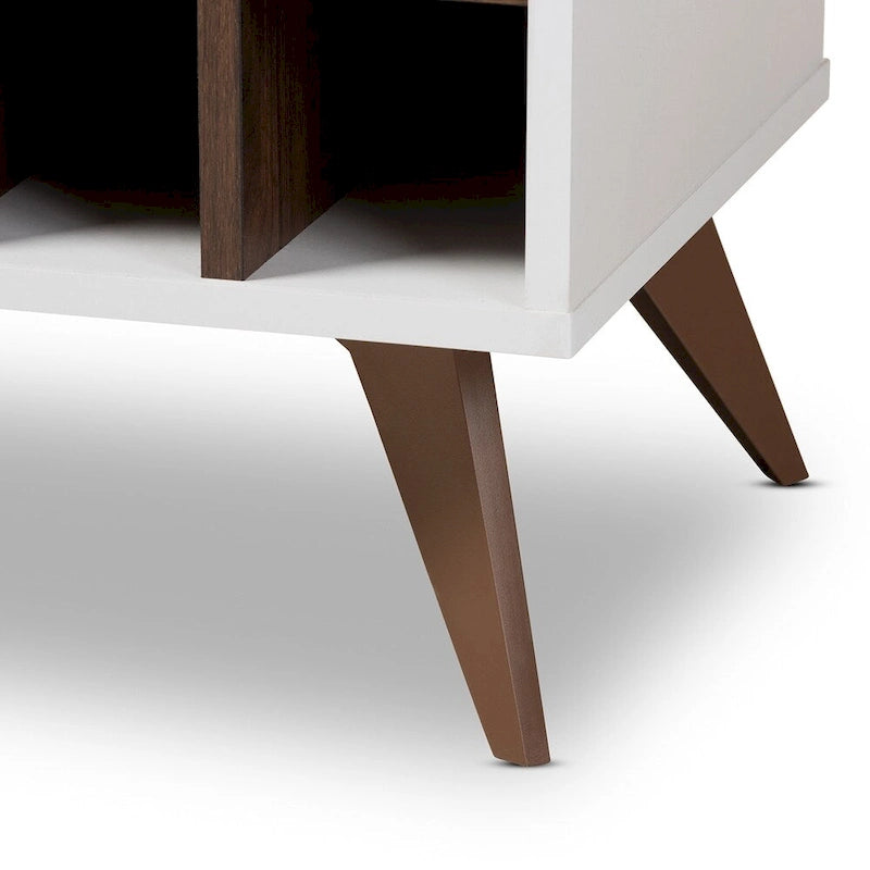 Mid-Century Modern Wine Cabinet with Glass Door & 24-Bottle Rack