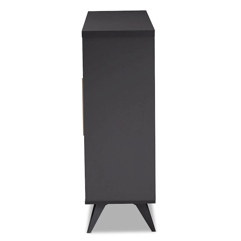 Mid-Century Modern Wine Cabinet with Glass Door & 24-Bottle Rack