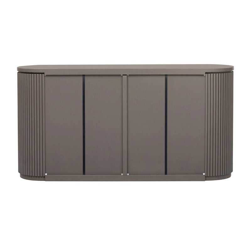 Vertical Striped Storage Cabinet with Metal Handles & Adjustable Shelves