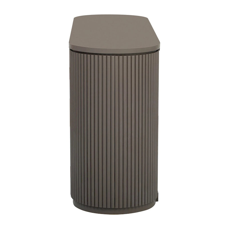 Vertical Striped Storage Cabinet with Metal Handles & Adjustable Shelves
