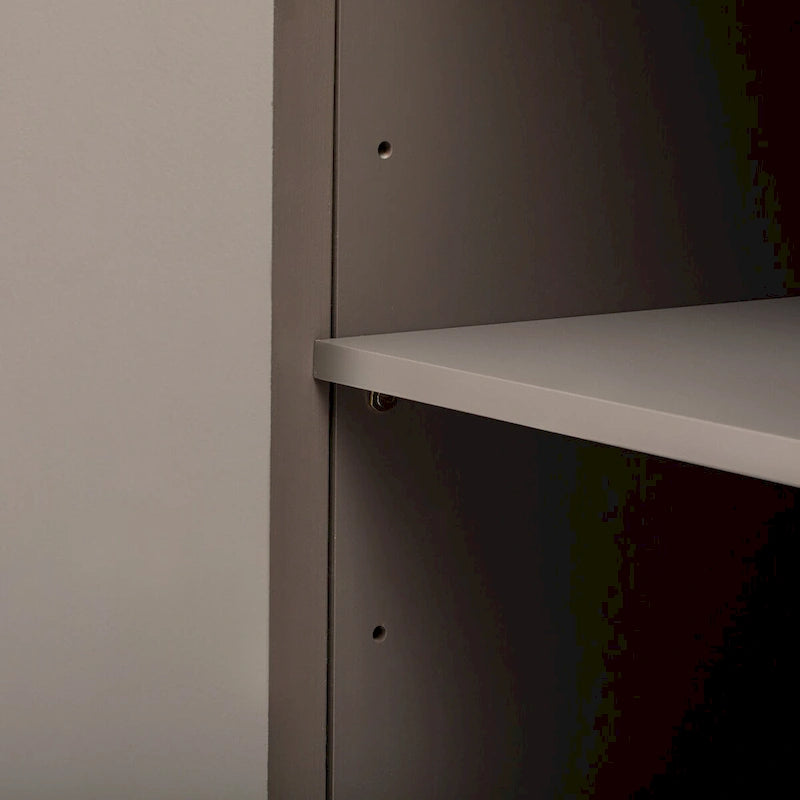 Vertical Striped Storage Cabinet with Metal Handles & Adjustable Shelves