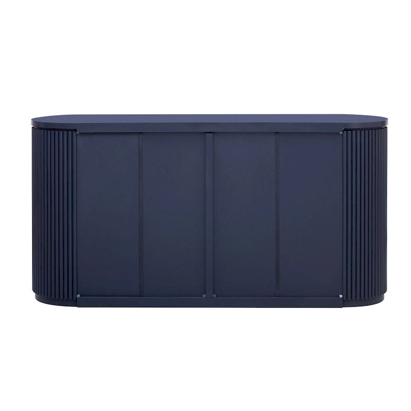 Vertical Striped Storage Cabinet with Metal Handles & Adjustable Shelves