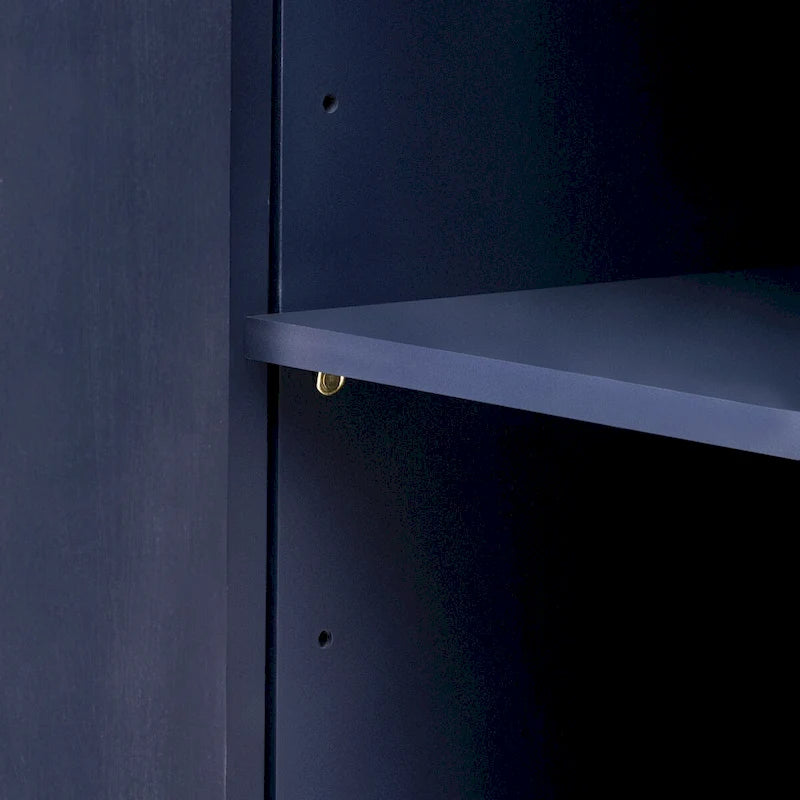 Vertical Striped Storage Cabinet with Metal Handles & Adjustable Shelves