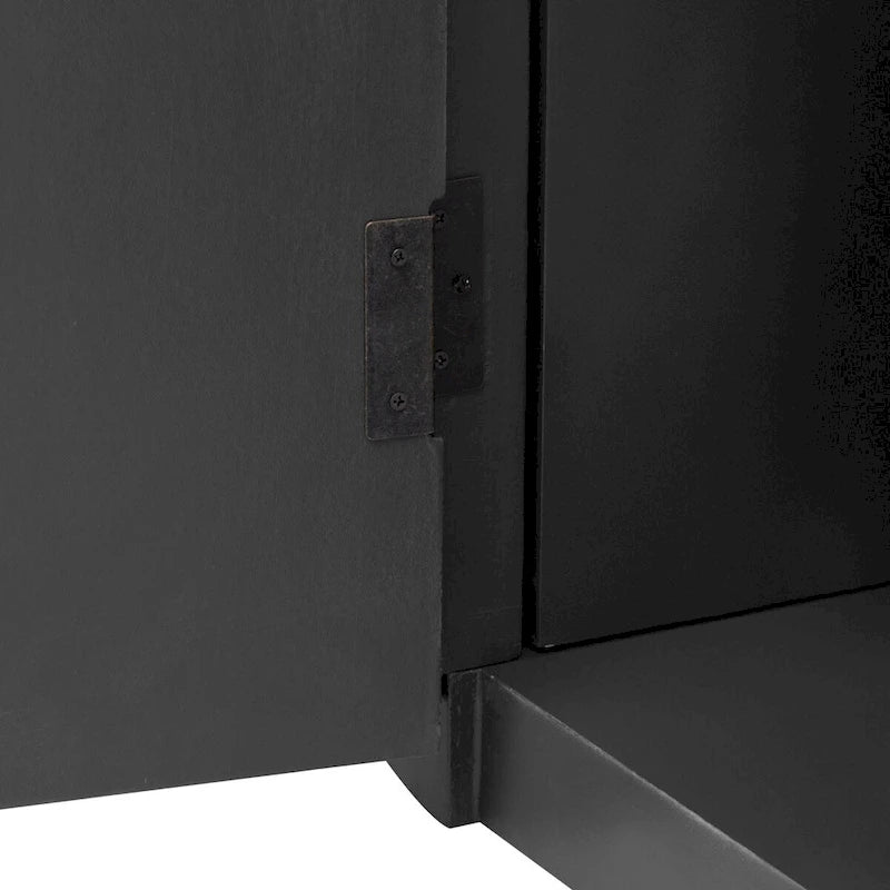Vertical Striped Storage Cabinet with Metal Handles & Adjustable Shelves