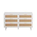 6-Drawer Rattan Dresser with Wood Frame