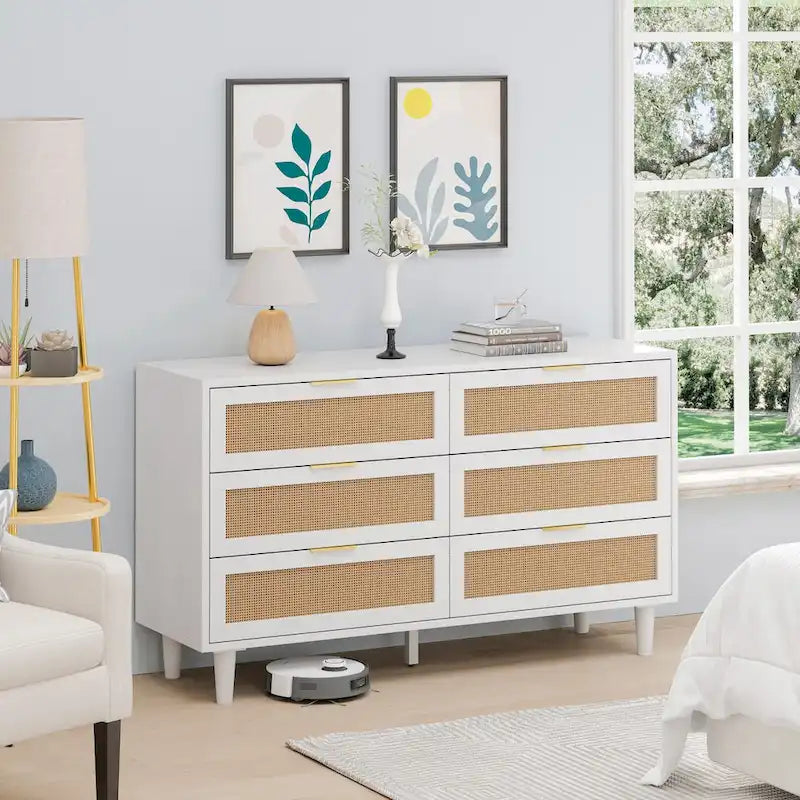 51.186-Drawers Rattan Storage Cabinet Rattan Drawer