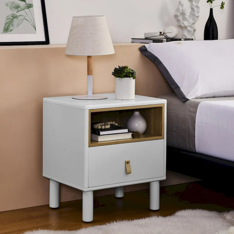 Nordic Style Bedside Table with Single Drawer