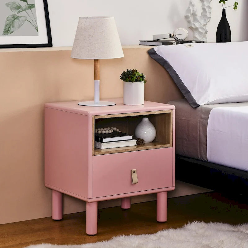 Nordic Style Bedside Table with Single Drawer