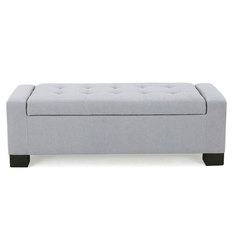 Tufted Waffle Stitch Storage Ottoman Bench with Soft-Close Lid — 2 Colors