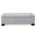 Tufted Waffle Stitch Storage Ottoman Bench with Soft-Close Lid — 2 Colors