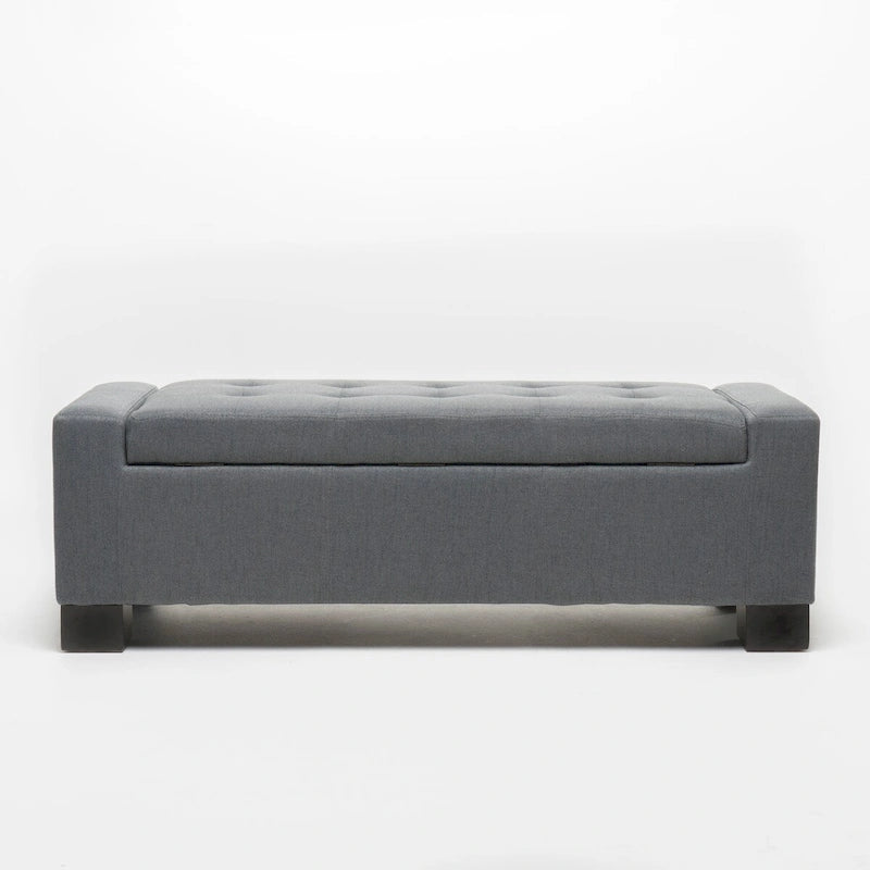 Tufted Waffle Stitch Storage Ottoman Bench with Soft-Close Lid — 2 Colors