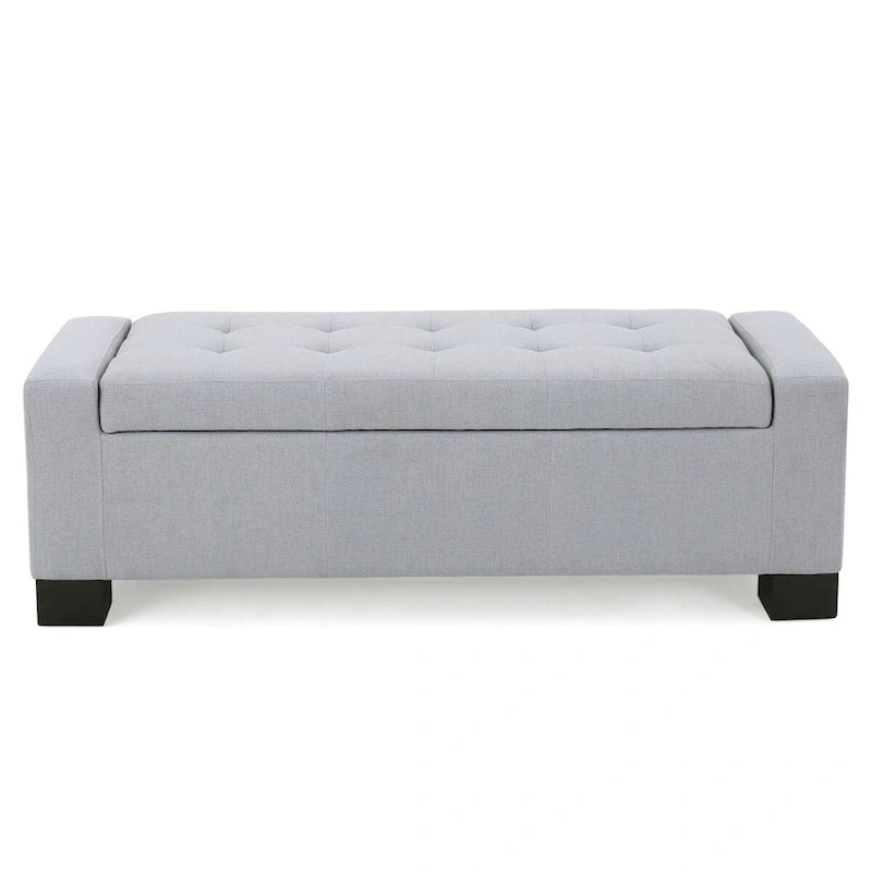 Tufted Waffle Stitch Storage Ottoman Bench with Soft-Close Lid — 2 Colors