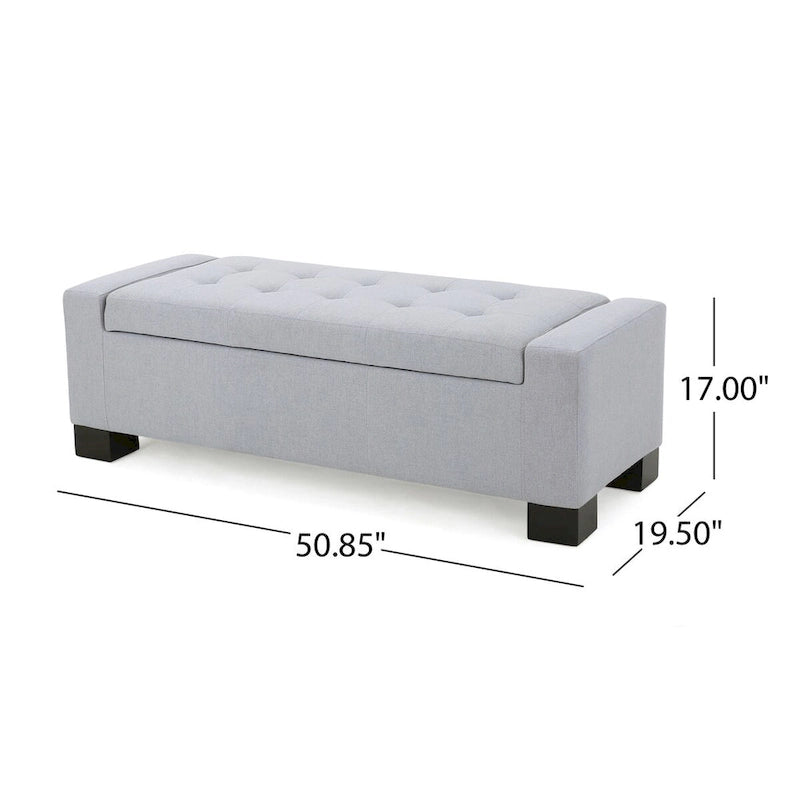 Tufted Waffle Stitch Storage Ottoman Bench with Soft-Close Lid — 2 Colors
