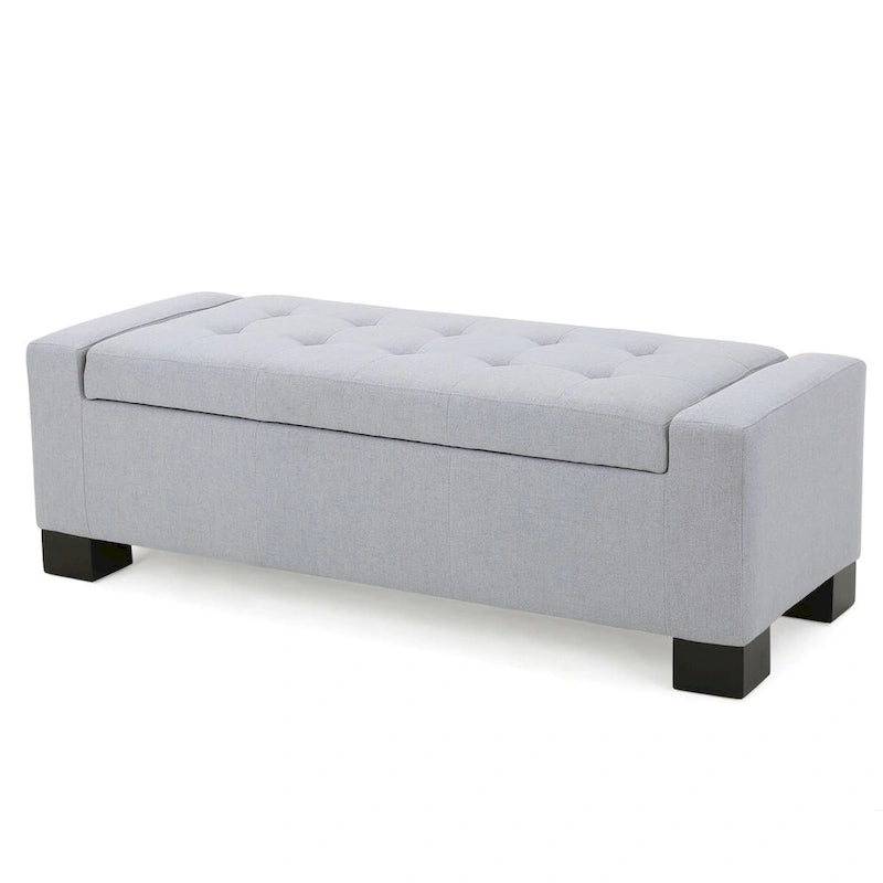 Tufted Waffle Stitch Storage Ottoman Bench with Soft-Close Lid — 2 Colors