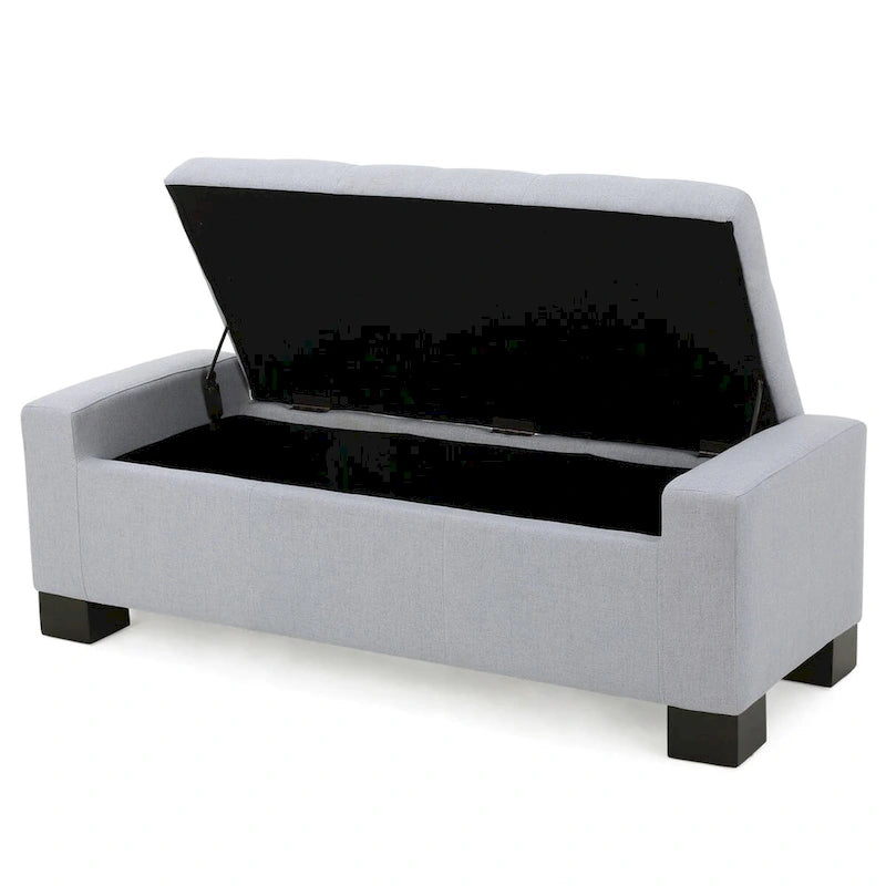 Tufted Waffle Stitch Storage Ottoman Bench with Soft-Close Lid — 2 Colors