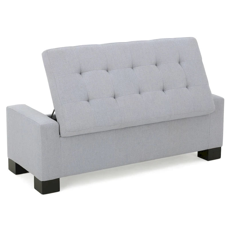 Tufted Waffle Stitch Storage Ottoman Bench with Soft-Close Lid — 2 Colors