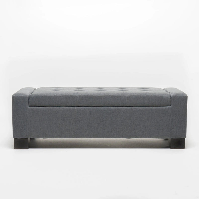 Tufted Waffle Stitch Storage Ottoman Bench with Soft-Close Lid — 2 Colors