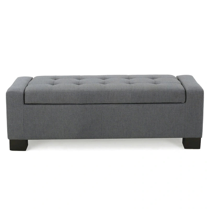 Tufted Waffle Stitch Storage Ottoman Bench with Soft-Close Lid — 2 Colors