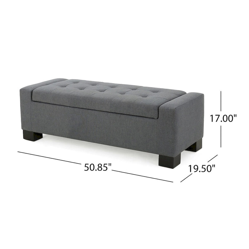 Tufted Waffle Stitch Storage Ottoman Bench with Soft-Close Lid — 2 Colors
