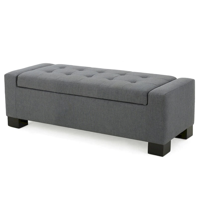Tufted Waffle Stitch Storage Ottoman Bench with Soft-Close Lid — 2 Colors