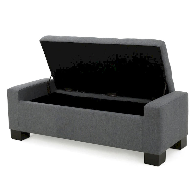 Tufted Waffle Stitch Storage Ottoman Bench with Soft-Close Lid — 2 Colors