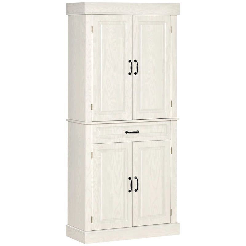 Tall Freestanding Kitchen Pantry Cabinet with 4 Doors & Drawer