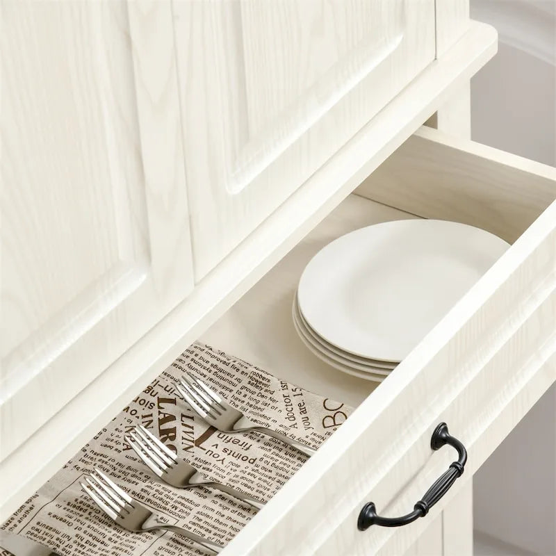 Tall Freestanding Kitchen Pantry Cabinet with 4 Doors & Drawer