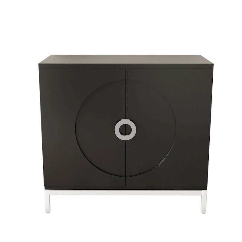 Wood Grain Sideboard Cabinet with Adjustable Shelves & Metal Legs