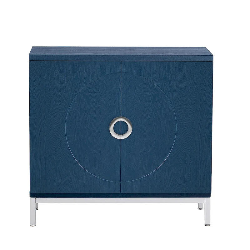 Wood Grain Sideboard Cabinet with Adjustable Shelves & Metal Legs