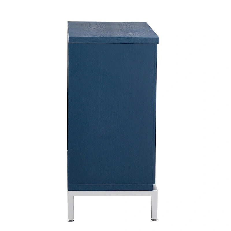 Wood Grain Sideboard Cabinet with Adjustable Shelves & Metal Legs