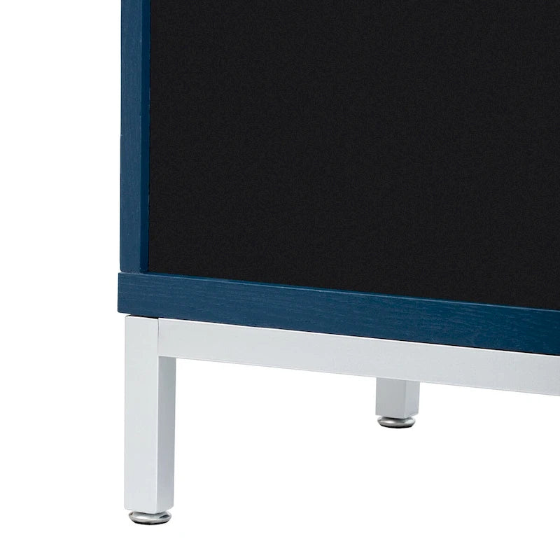 Wood Grain Sideboard Cabinet with Adjustable Shelves & Metal Legs
