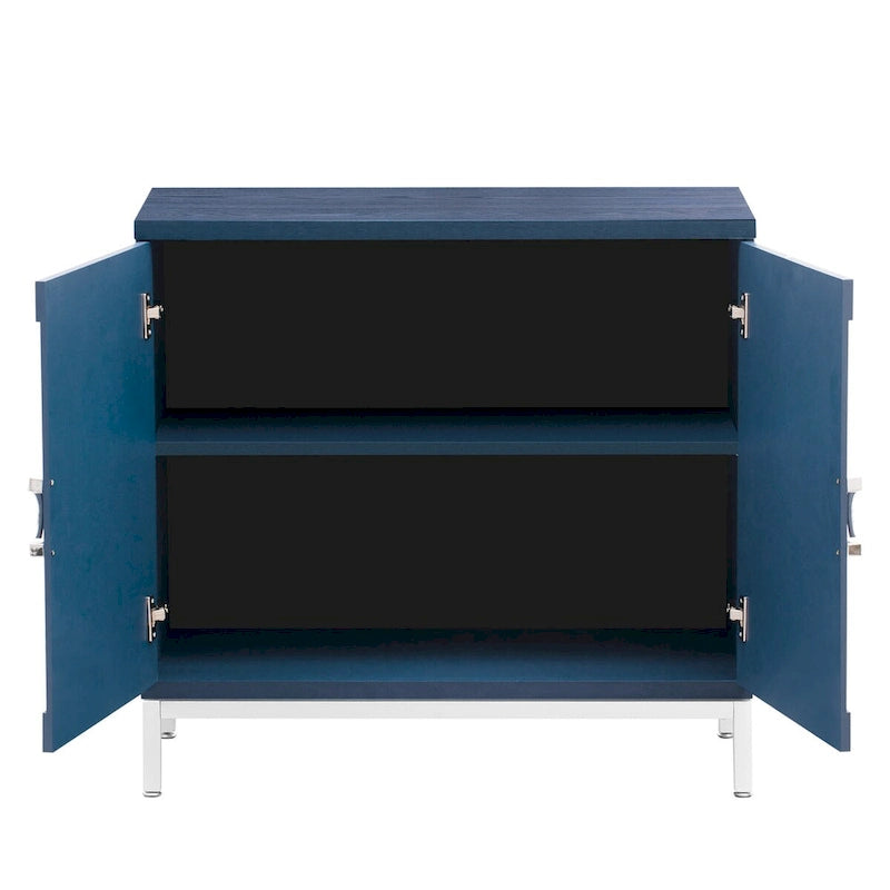 Wood Grain Sideboard Cabinet with Adjustable Shelves & Metal Legs