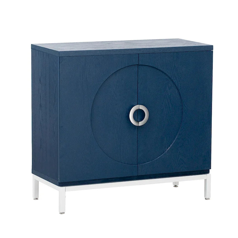 Wood Grain Sideboard Cabinet with Adjustable Shelves & Metal Legs