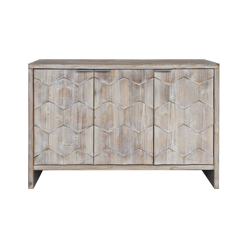 3-Door Wooden Sideboard Cabinet with Fluted Doors