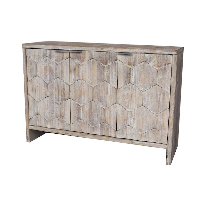 3-Door Wooden Sideboard Cabinet with Fluted Doors