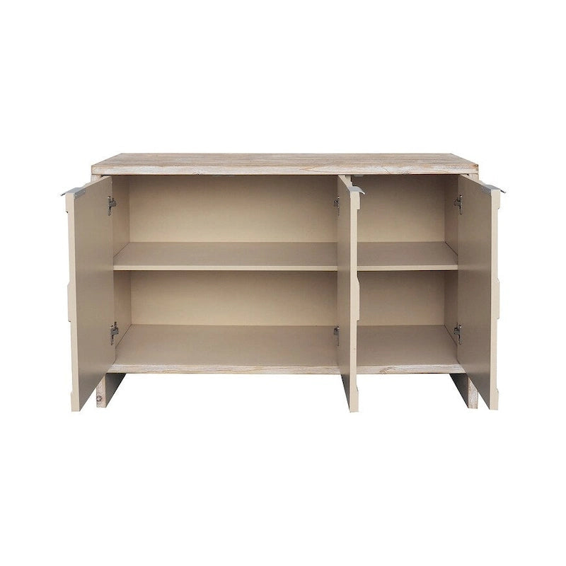 3-Door Wooden Sideboard Cabinet with Fluted Doors