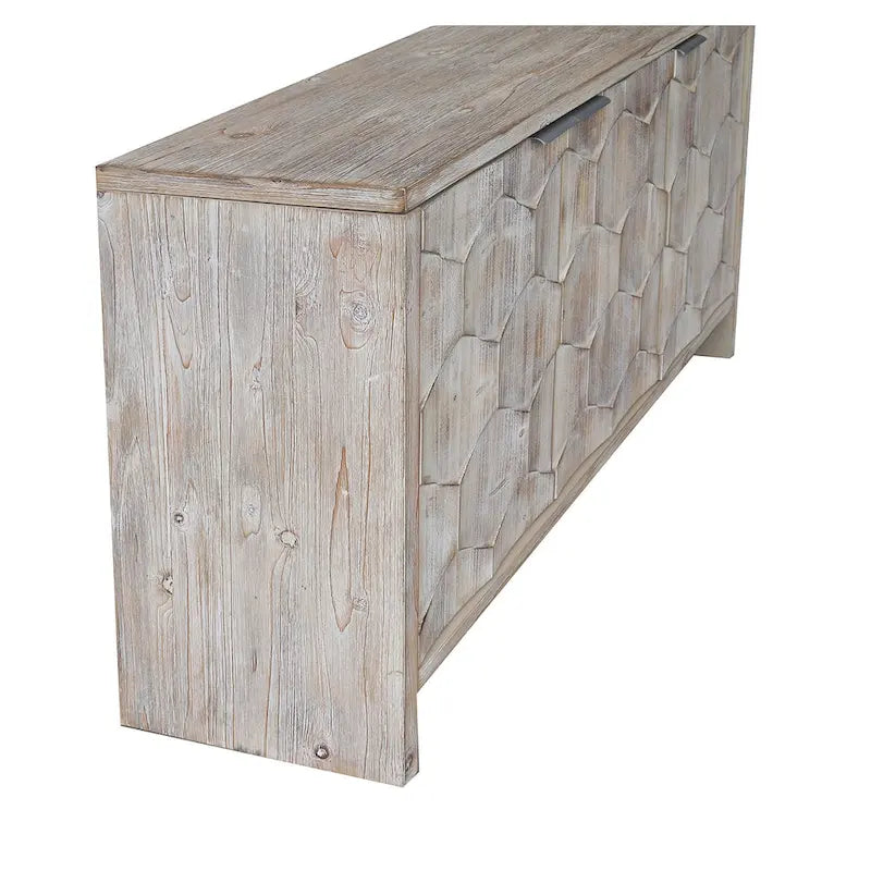 3-Door Wooden Sideboard Cabinet with Fluted Doors