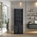 Tall Display Cabinet with Acrylic Doors & 6 Adjustable Shelves — Black