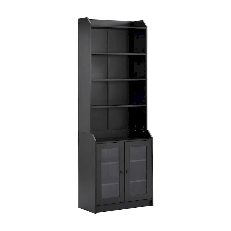 Tall Display Cabinet with Acrylic Doors & 6 Adjustable Shelves — Black