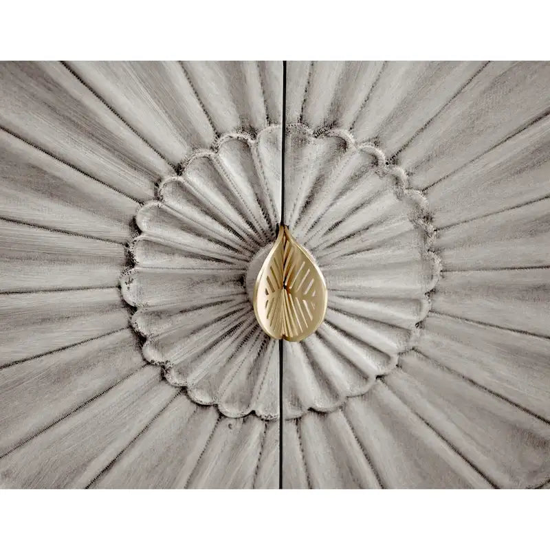 American Style 2-Door Cabinet with Relief Carved Doors & Gold Handles